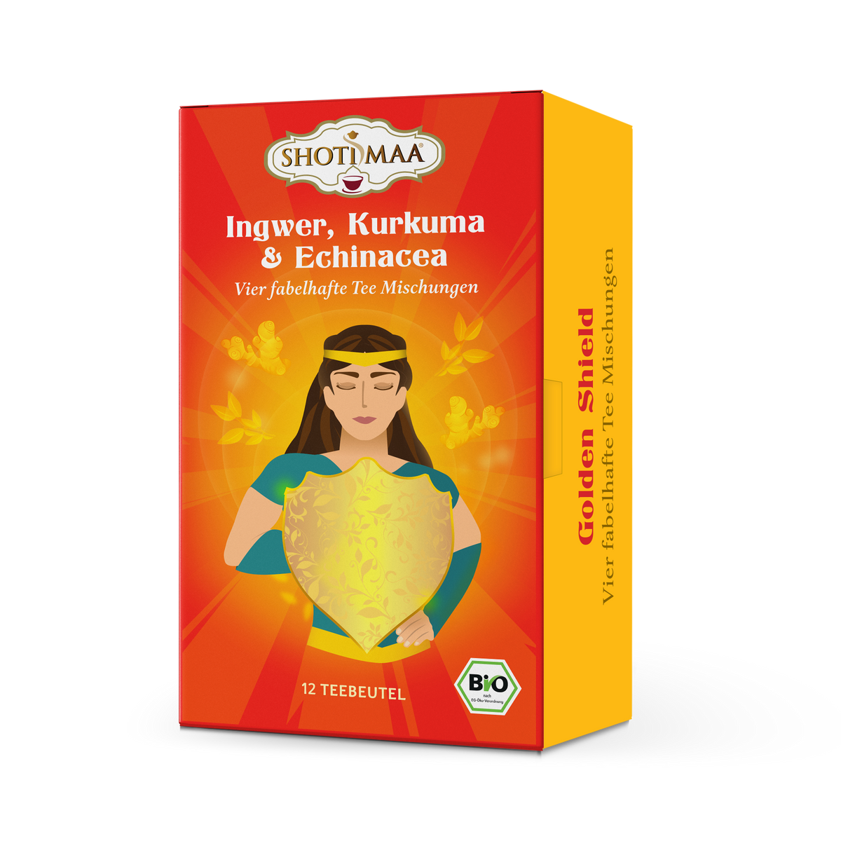 Golden Shield - Geschenkbox mit 12 Bio-Kräuter- und Gewürztees - Shoti Maa