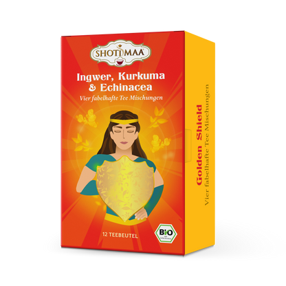 Golden Shield - Gift box with 12 organic herbal and spice teas - Shoti Maa - German packaging