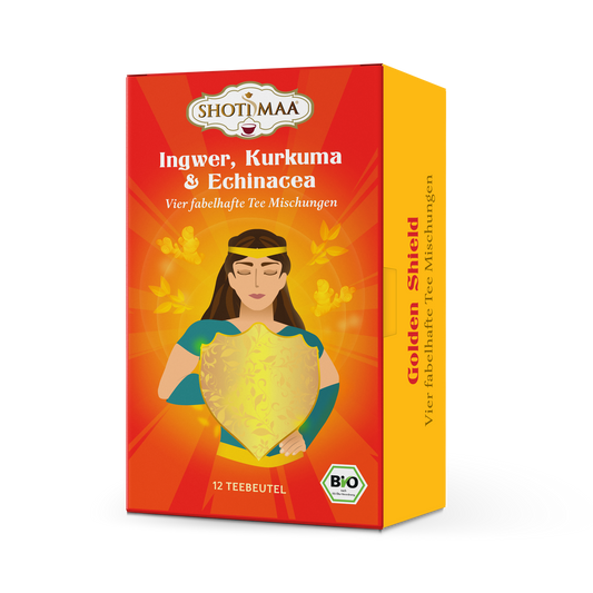 Golden Shield - Geschenkbox mit 12 Bio-Kräuter- und Gewürztees - Shoti Maa
